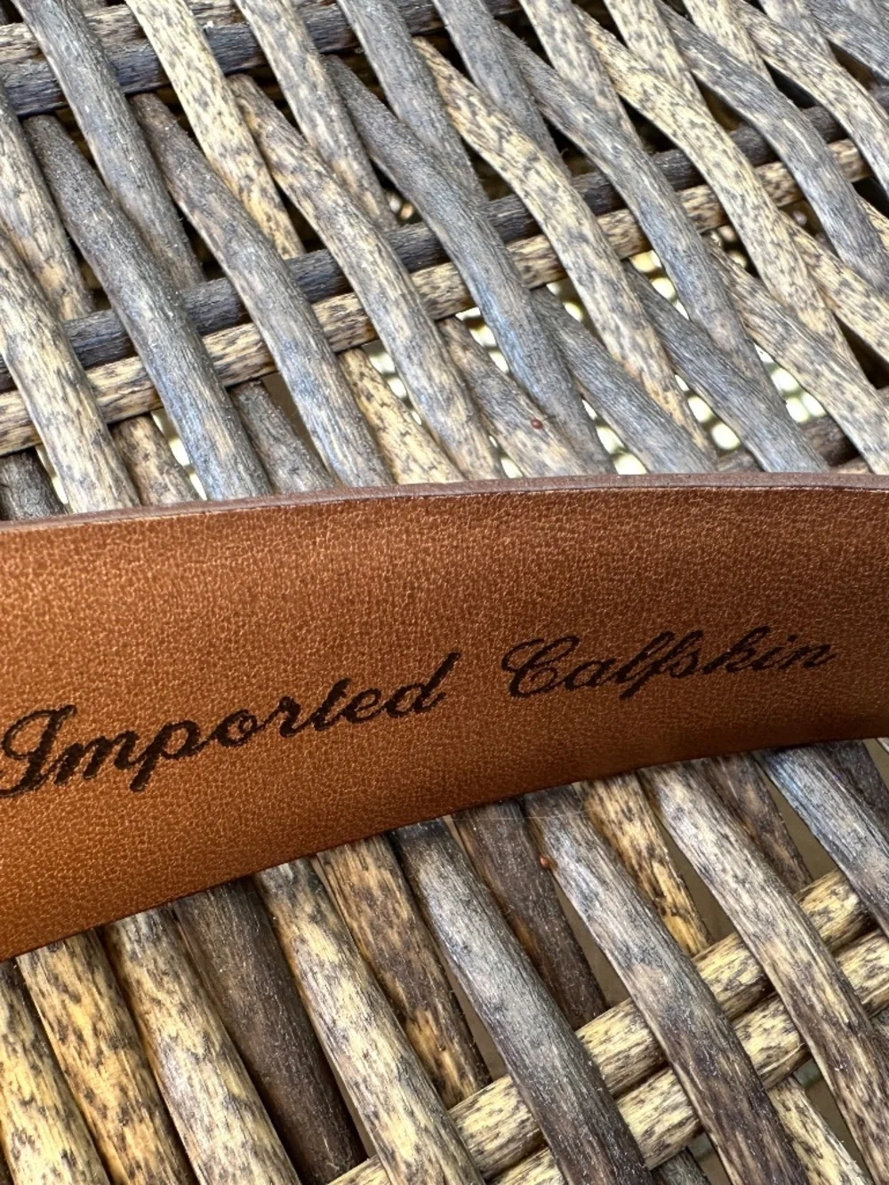 ALLEN EDMONDS Cognac Brown Woven Calfskin Leather Dress Belt 28006 USA Sz 42
